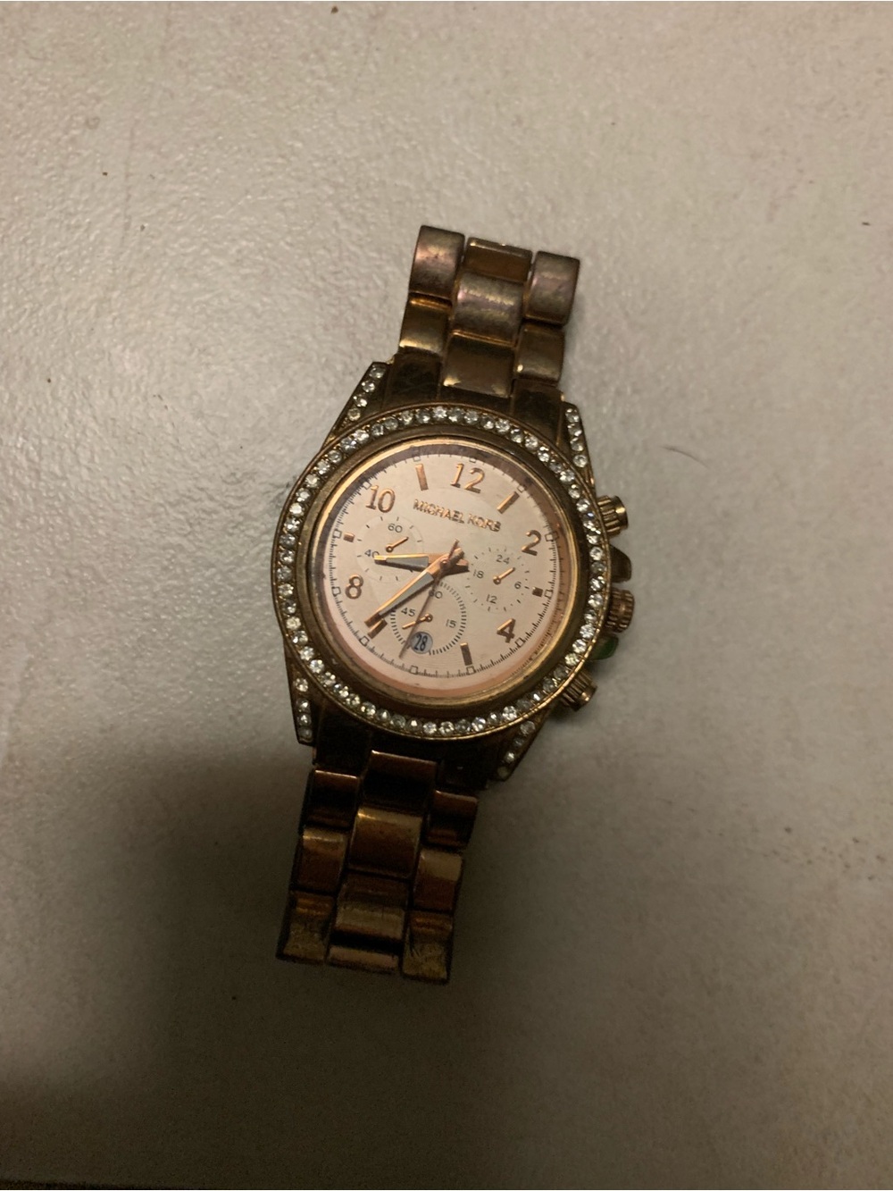 Michael Kors Rose Gold Tone Crystal Bezel Watch